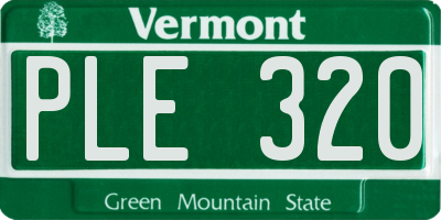 VT license plate PLE320