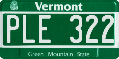 VT license plate PLE322