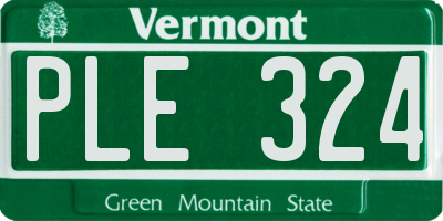 VT license plate PLE324