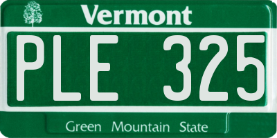 VT license plate PLE325