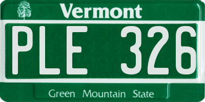 VT license plate PLE326