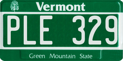 VT license plate PLE329