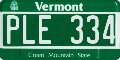 VT license plate PLE334