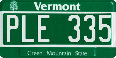 VT license plate PLE335