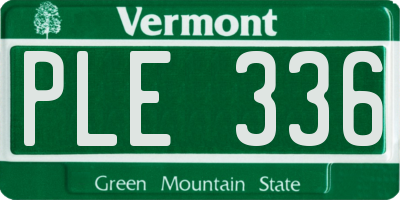VT license plate PLE336