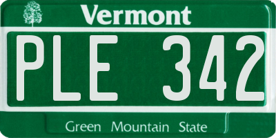 VT license plate PLE342