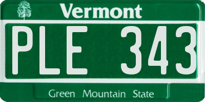 VT license plate PLE343