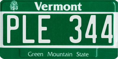 VT license plate PLE344