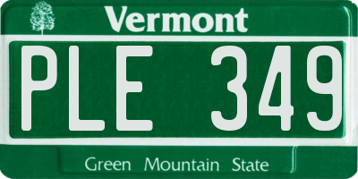 VT license plate PLE349