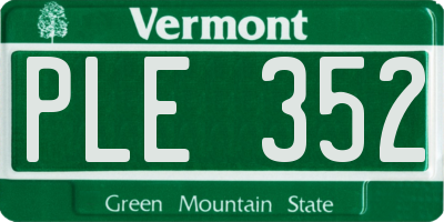 VT license plate PLE352