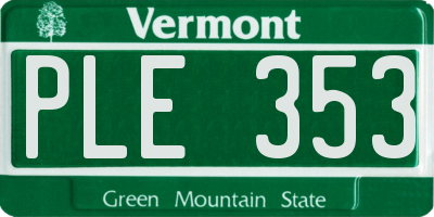 VT license plate PLE353