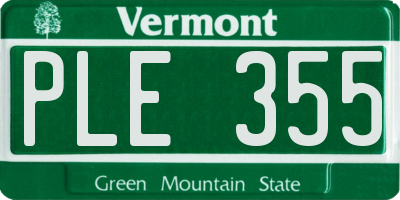 VT license plate PLE355