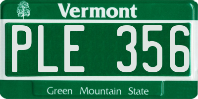 VT license plate PLE356