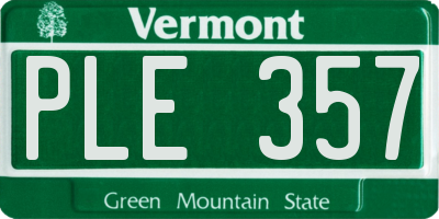 VT license plate PLE357