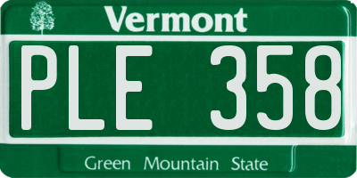 VT license plate PLE358