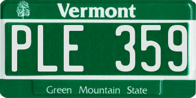 VT license plate PLE359