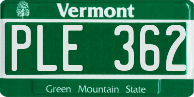 VT license plate PLE362