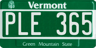 VT license plate PLE365