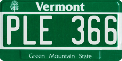 VT license plate PLE366