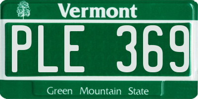 VT license plate PLE369