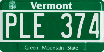 VT license plate PLE374