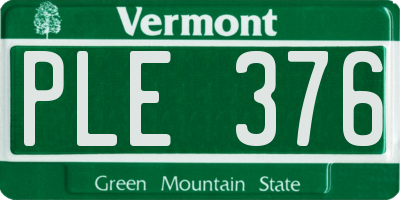 VT license plate PLE376