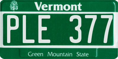 VT license plate PLE377