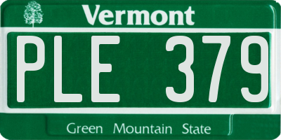 VT license plate PLE379