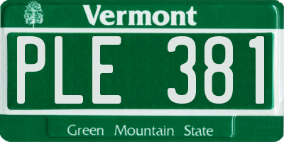 VT license plate PLE381