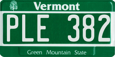 VT license plate PLE382