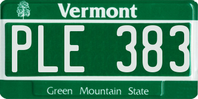 VT license plate PLE383