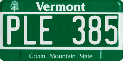 VT license plate PLE385