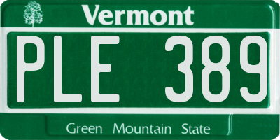 VT license plate PLE389