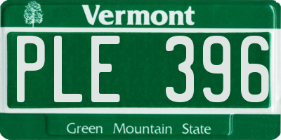 VT license plate PLE396