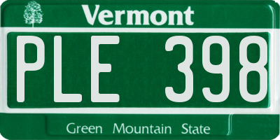 VT license plate PLE398