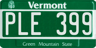 VT license plate PLE399