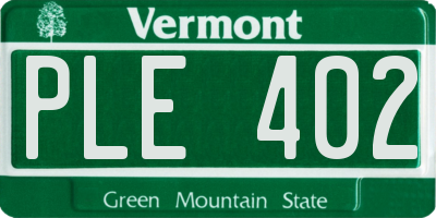 VT license plate PLE402