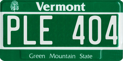 VT license plate PLE404