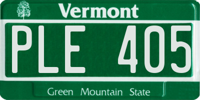 VT license plate PLE405