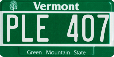 VT license plate PLE407
