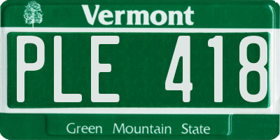 VT license plate PLE418
