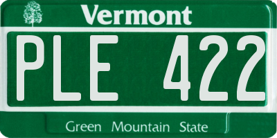 VT license plate PLE422