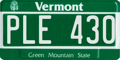 VT license plate PLE430