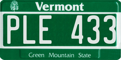 VT license plate PLE433