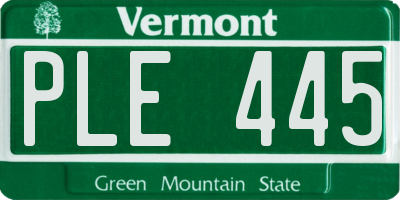 VT license plate PLE445