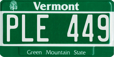 VT license plate PLE449