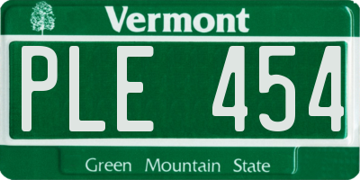 VT license plate PLE454