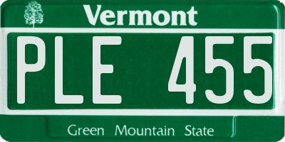 VT license plate PLE455