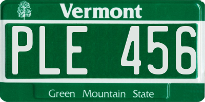 VT license plate PLE456