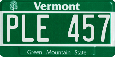 VT license plate PLE457
